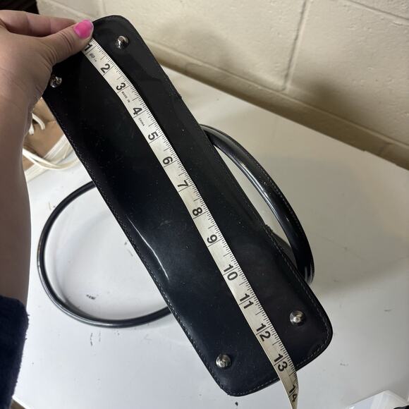 Beijo Double Handle Shoulder Bag Zipper Closure Pewter Gray Shiny Pockets Silver - Picture 7 of 9